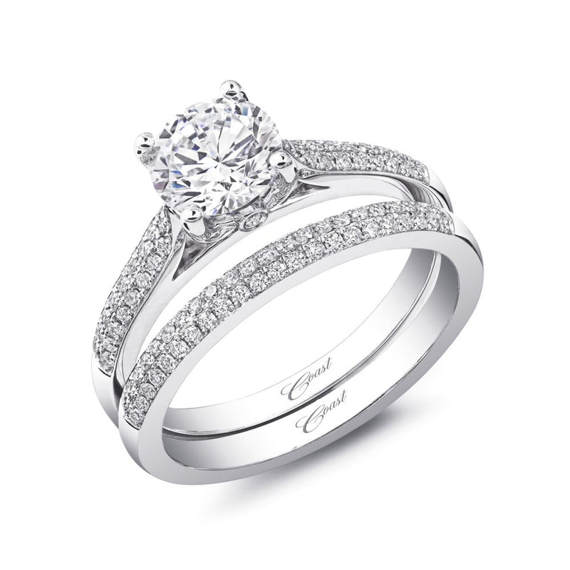 14kw Double Row Diamond Engagement Ring