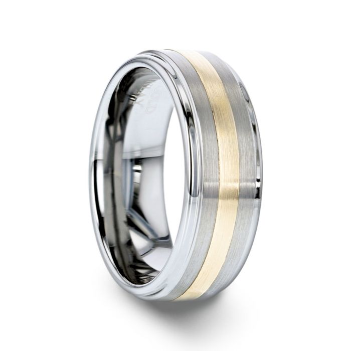 LONDON Gold Inlaid Satin Finish Tungsten Band