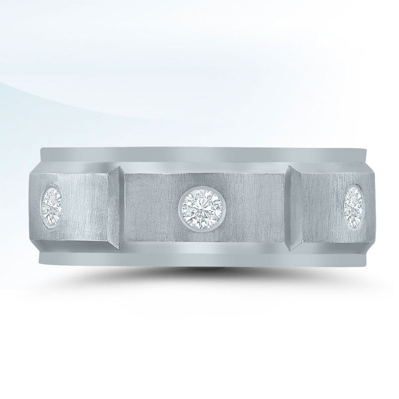 Sterling Silver Diamond Station Band