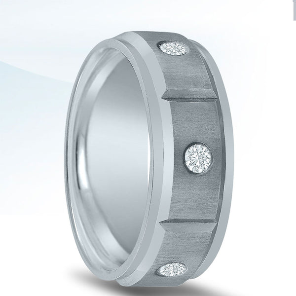 Sterling Silver Diamond Station Band