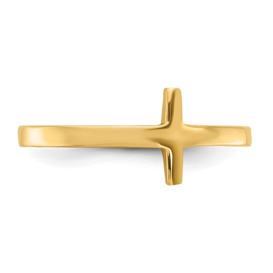 14ky Gold Sideways Cross Ring