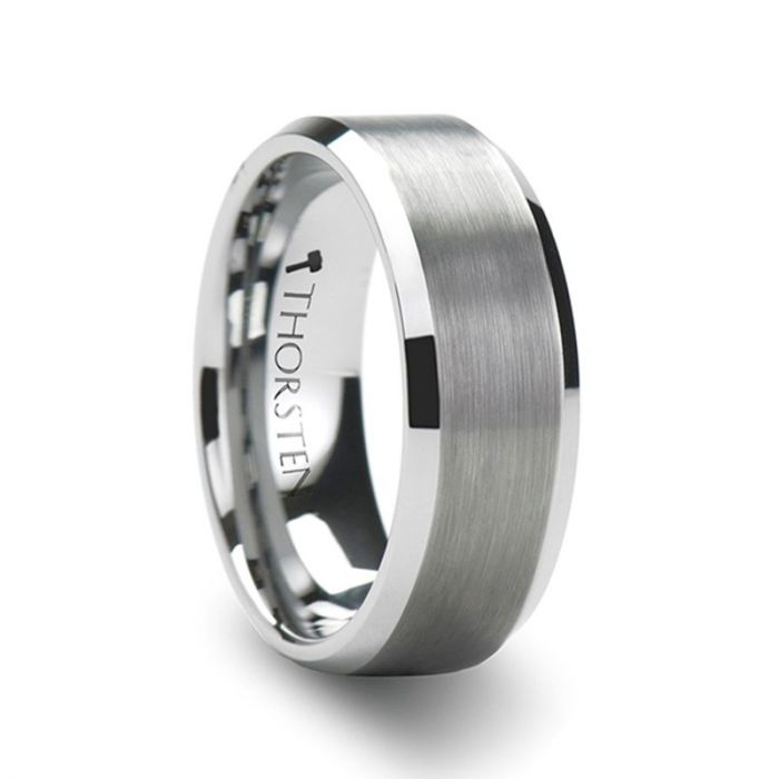 SHEFFIELD Flat Tungsten Band with Brushed Center