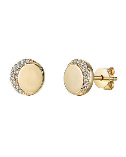 14ky Gold Crecent Moon Diamond Circle Earrings