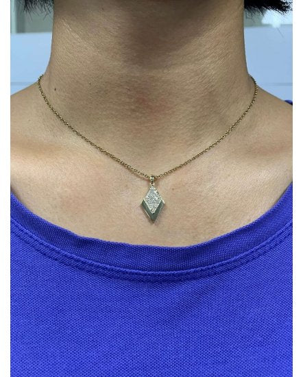 14ky Gold Diamond-Shape Pavé Diamond Necklace