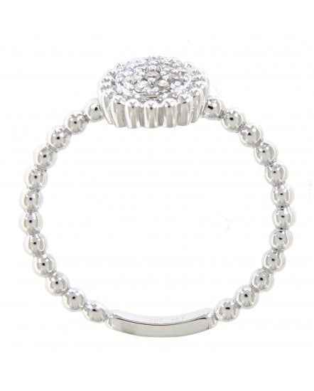 14kw Oval Cluster Diamond Beaded Design Ring