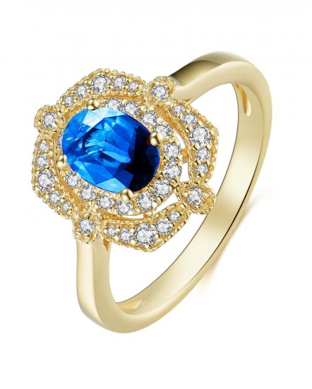 14ky Gold Vintage Inspired Sapphire Ring