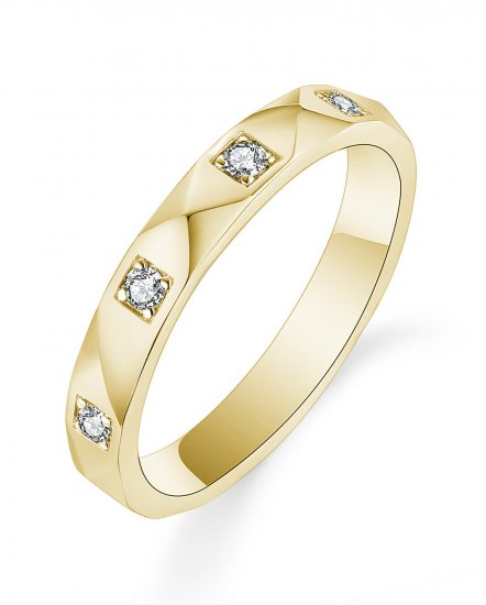 14ky Gold Faceted Design Alt. DiamondDesign Ring
