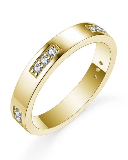 14ky Gold Diamond Accented Station Band Ring