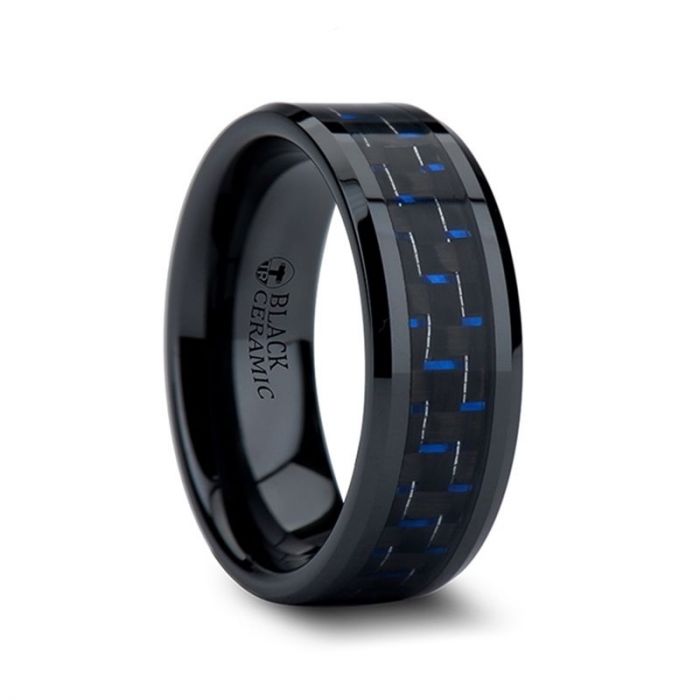 AVITUS Black Ceramic Band with Blue & Black Carbon Fiber Inlay