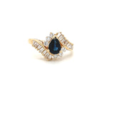 Estate 14K Sapphire and Diamond Bypass Style Ring