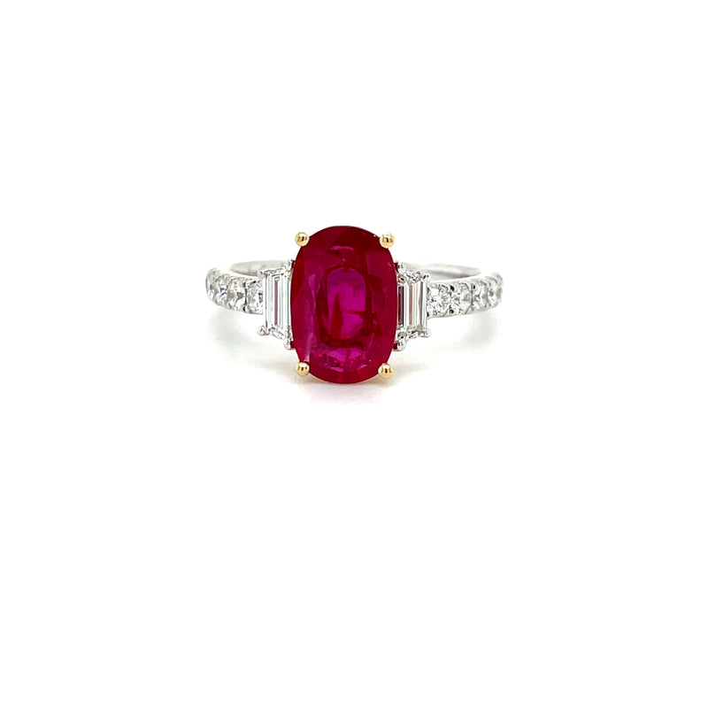 18k Two-Tone Gold Ruby & Diamond Ring